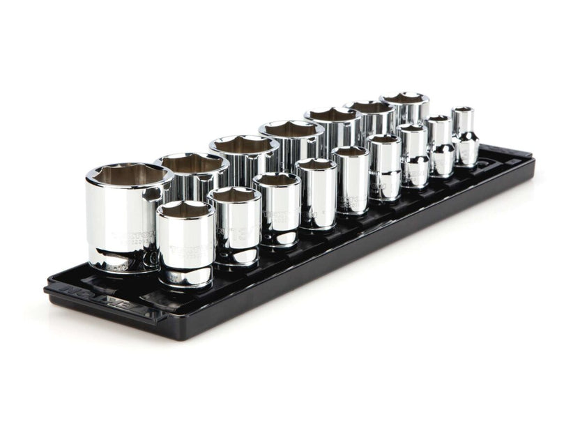 TEKTON 1/2 Inch Drive 6-Point Socket Set with Rails and Tray, 16-Piece (3/8 - 1-5/16 in.) | SHD92001 Main image