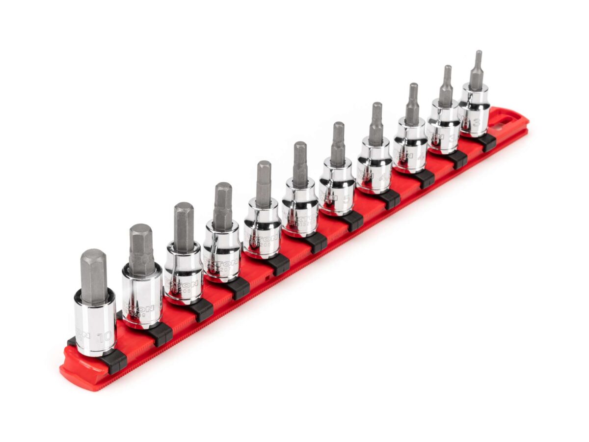 TEKTON 3/8 Inch Drive Hex Bit Socket Set with Rail, 11-Piece (3-10 mm) | SHB91107 Main image