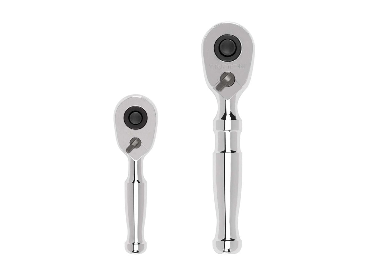 TEKTON 1/4, 3/8 Inch Drive Quick-Release Stubby Ratchet Set, 2-Piece (3, 4-1/2 in.) | SRH91105