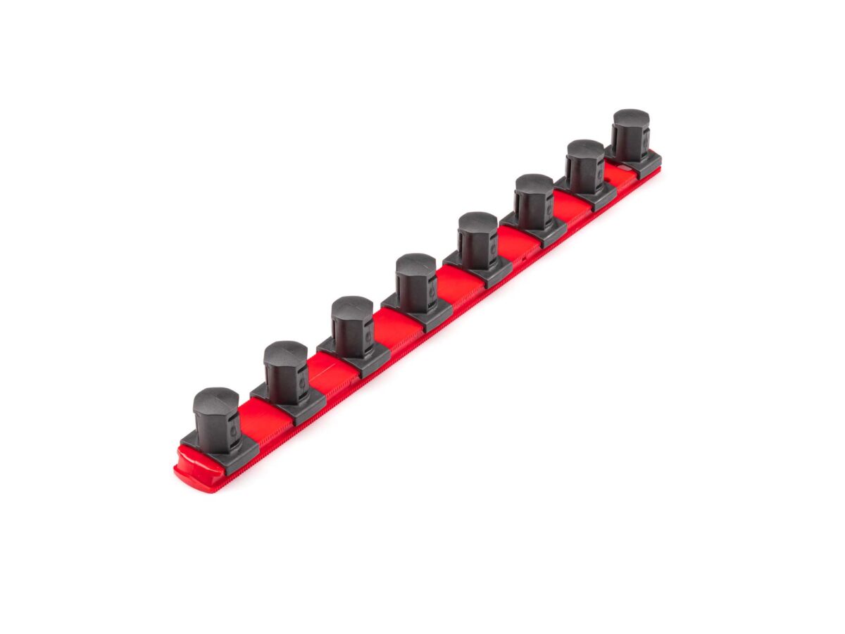 TEKTON 3/4 Inch Drive x 13 Inch Socket Rail, 8 Clips (Red) | OSR32108