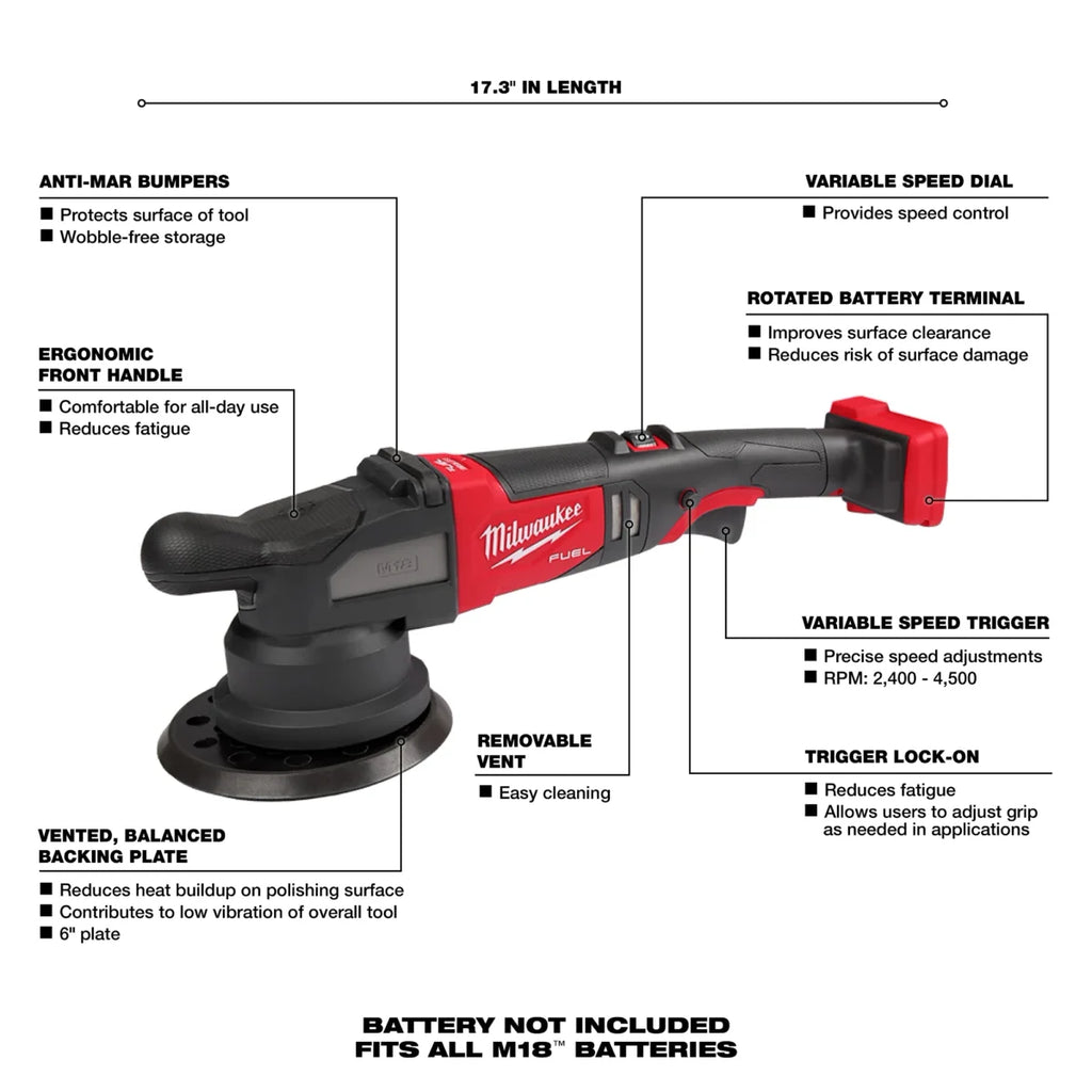 Milwaukee Tool M18 FUEL 21mm Random Orbital Polisher