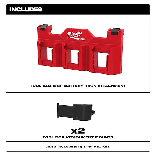 Milwaukee Tool PACKOUT Tool Box M18 Battery Rack Attachment