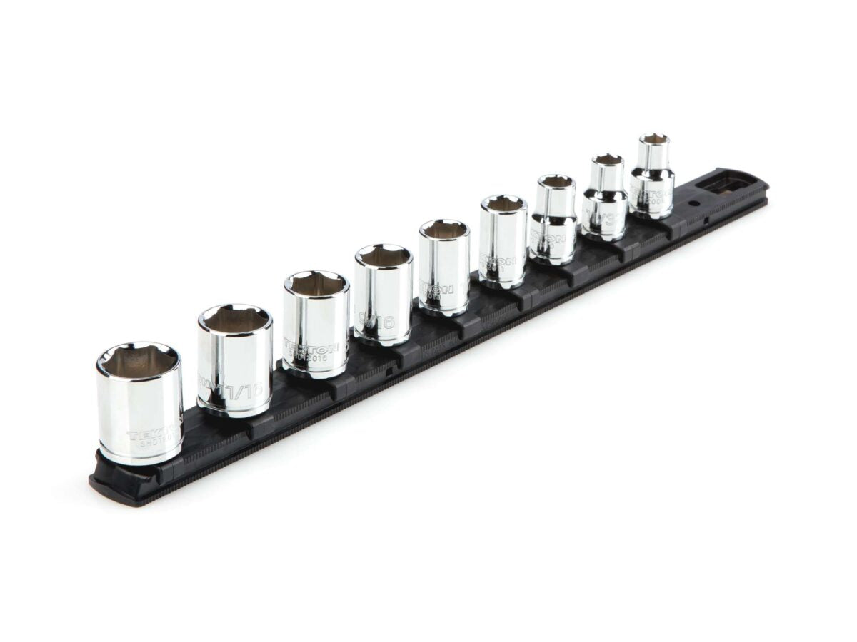 TEKTON 3/8 Inch Drive 6-Point Socket Set with Rail, 9-Piece (5/16-3/4 in.) | SHD91101 Main image