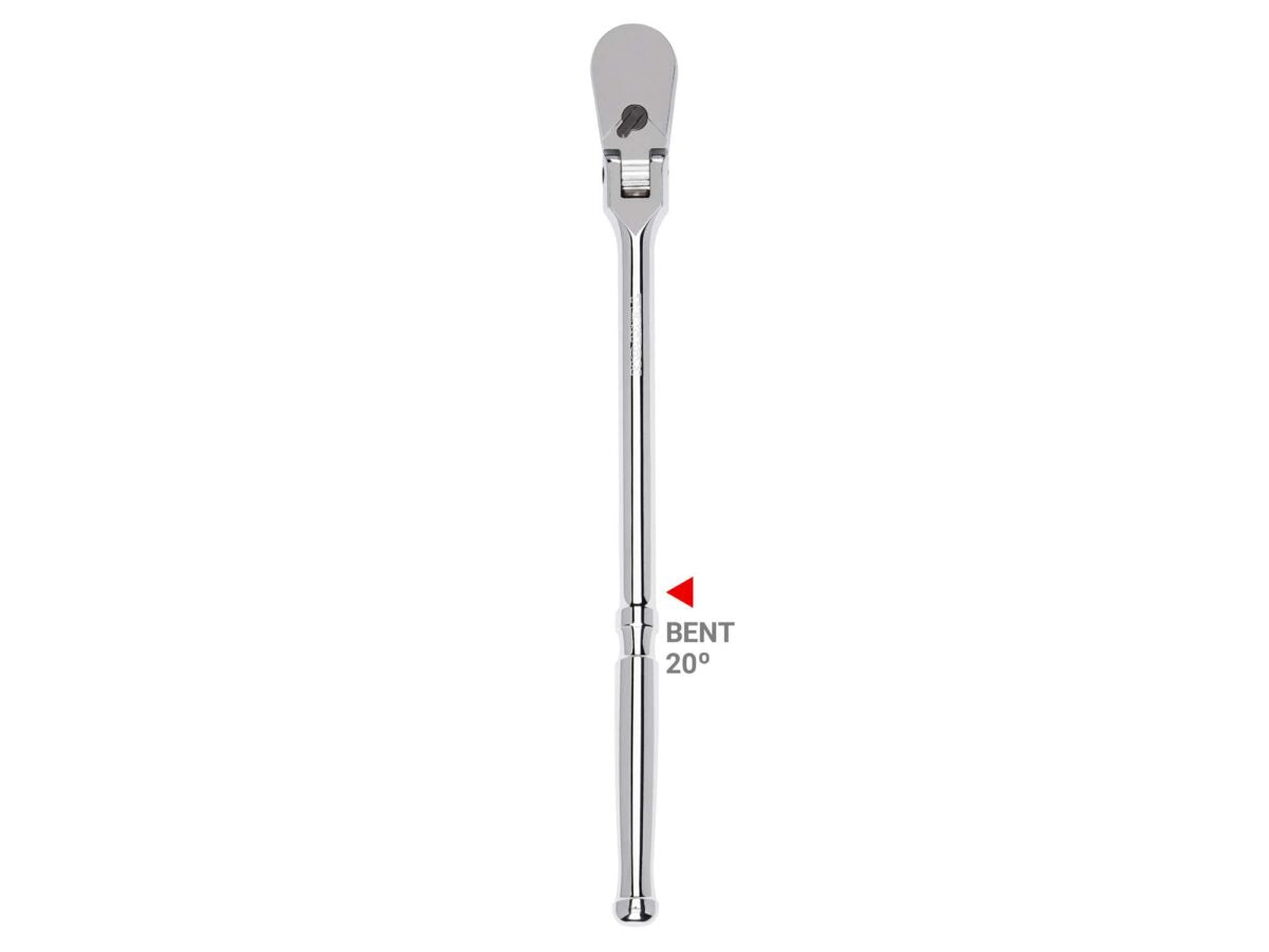 TEKTON 1/2 Inch Drive x 14 Inch Flex Head Bent Handle Long Ratchet | SRH23214
