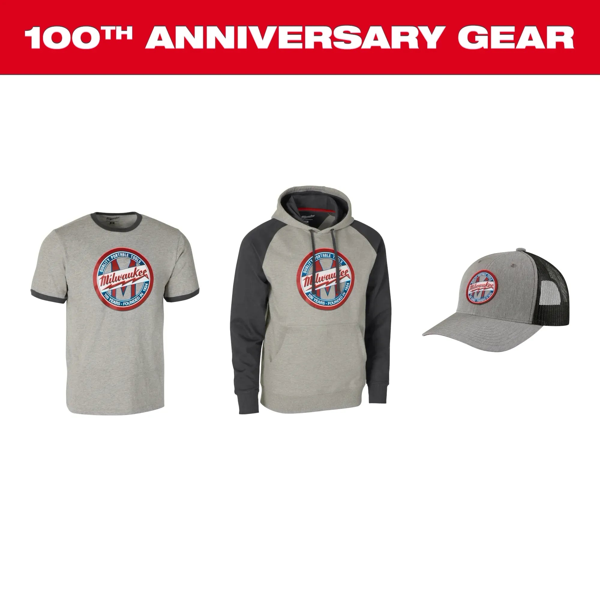 Milwaukee 100 Year Anniversary 1924 Work Hoodie Gray