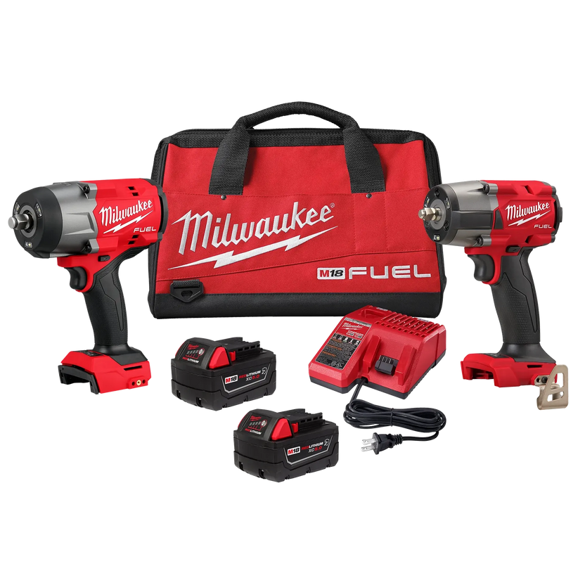 Milwaukee Tool M18 FUEL 1/2 Inch HTIW & 3/8 Inch MTIW Impact Wrench Automotive Combo Kit Main image