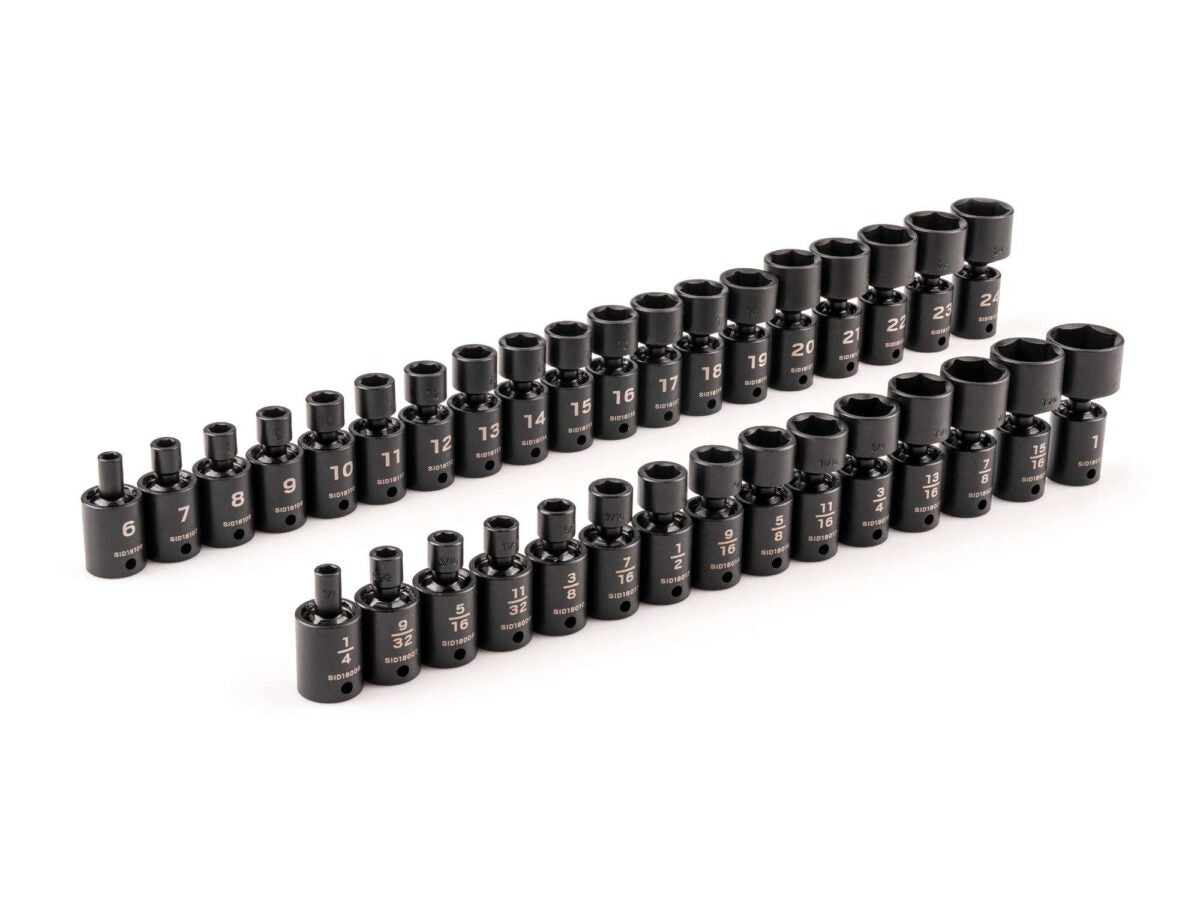 TEKTON 3/8 Inch Drive 6-Point Universal Joint Impact Socket Set, 34-Piece (1/4-1 in., 6-24 mm) | SID97005