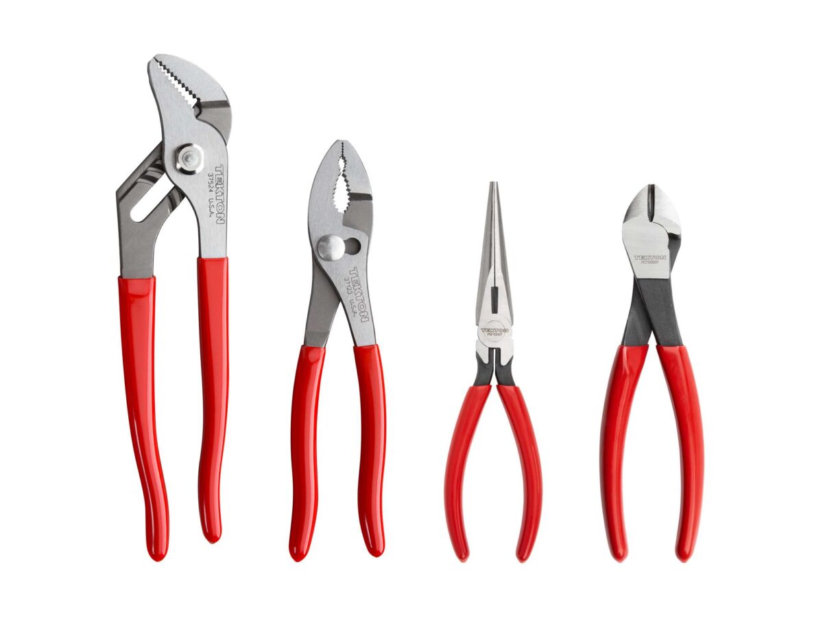 TEKTON Pliers Set, 4-Piece (Groove Joint, Slip Joint, Long Nose, Diagonal Cutting) | PLR99022 Main image