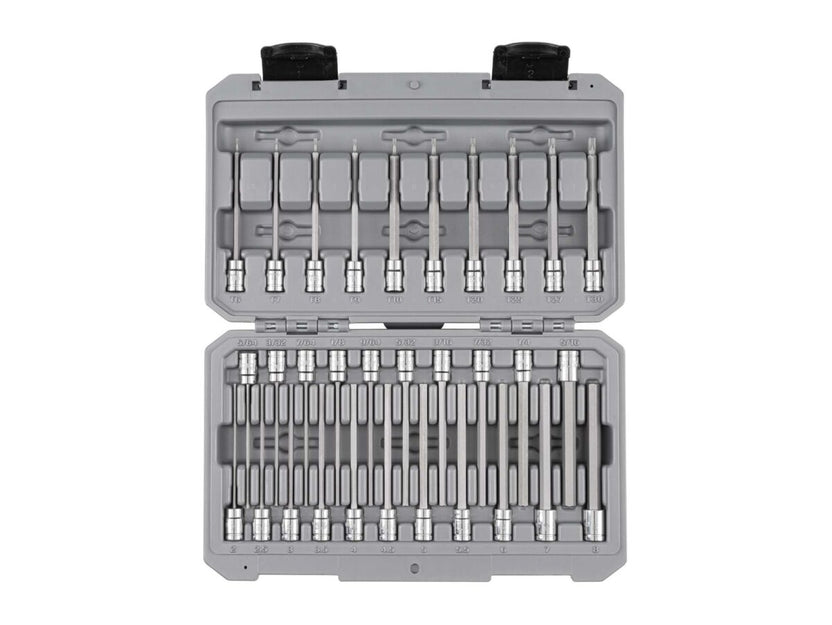TEKTON 1/4 Inch Drive Long Hex and Torx Bit Socket Set with Case, 31-Piece (5/64-5/16 in., 2-8 mm, T6-T30) | SHB90303 Main image