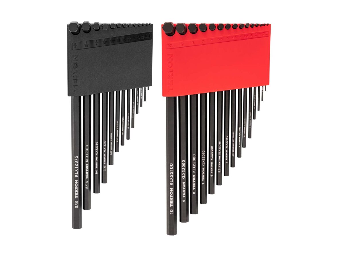TEKTON Flat End Hex L-Key Set with Holders, 28-Piece (0.050-3/8 in., 1.3-10 mm) | KLX91303