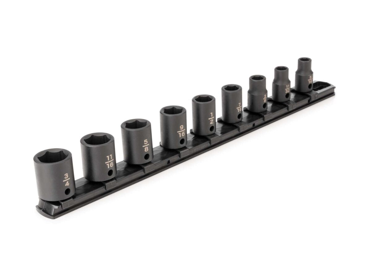 TEKTON 3/8 Inch Drive 6-Point Impact Socket Set with Rail, 9-Piece (5/16-3/4 in.) | SID91100 Main image