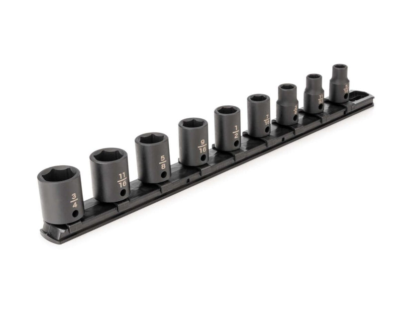 TEKTON 3/8 Inch Drive 6-Point Impact Socket Set with Rail, 9-Piece (5/16-3/4 in.) | SID91100 Main image