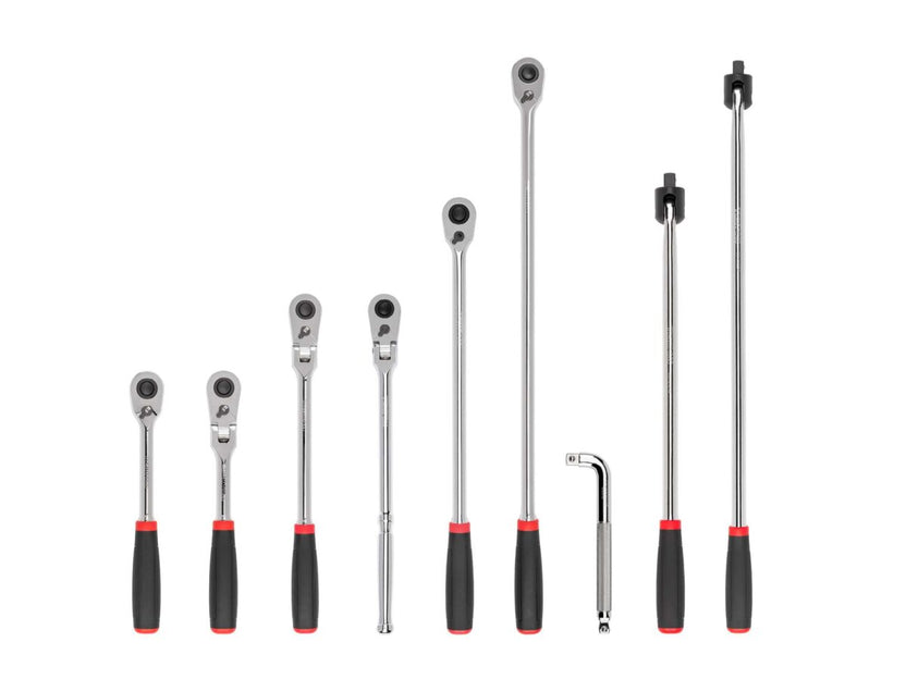 TEKTON 1/2 Inch Drive Quick-Release Comfort Grip Ratchet, L-Handle, and Breaker Bar Set (9-Piece) | SDR99202 Main image