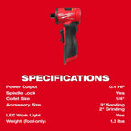 Milwaukee Tool M12 FUEL 1/4 Inch Right Angle Die Grinder