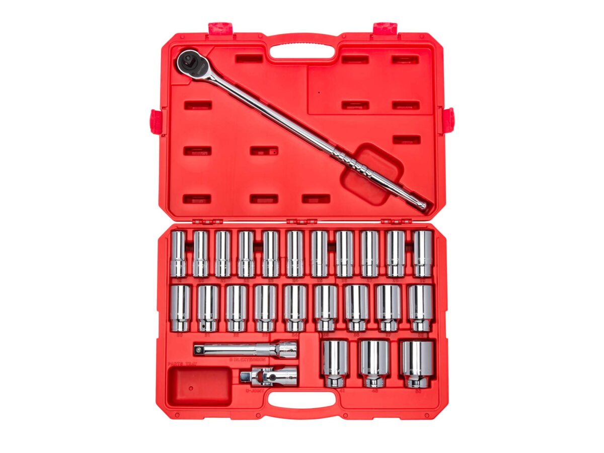 TEKTON 3/4 Inch Drive Deep 6-Point Socket and Ratchet Set with Case, 26-Piece (19-50 mm) | SKT35206 Main image