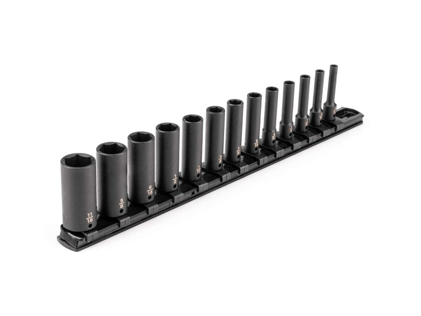 TEKTON 1/4 Inch Drive Deep 6-Point Impact Socket Set with Rail, 13-Piece (5/32-11/16 in.) | SID90101 Main image