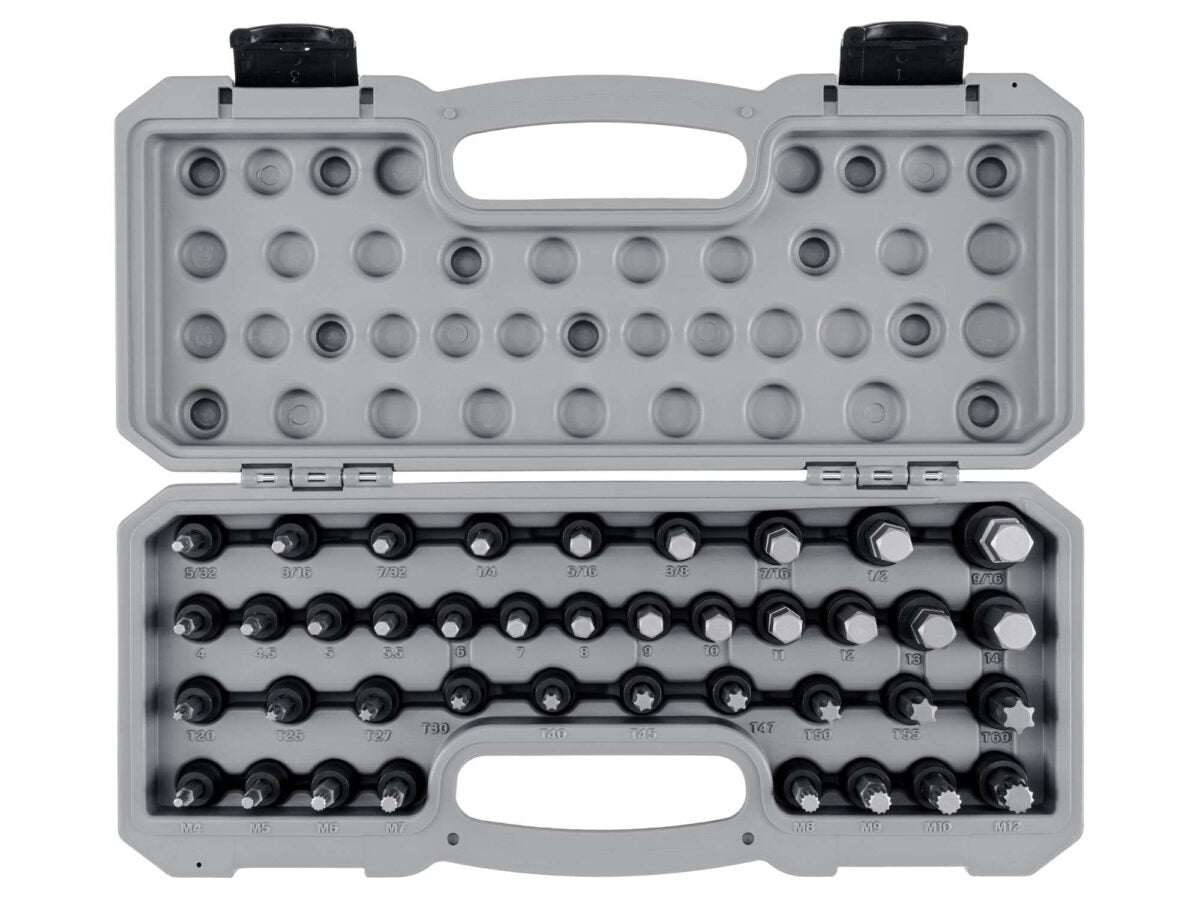 TEKTON 3/8 Inch Drive Hex, Torx, Triple Square Impact Bit Socket Set with Case (40-Piece) | SIB91301