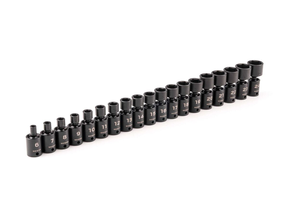 TEKTON 3/8 Inch Drive 6-Point Universal Joint Impact Socket Set, 19-Piece (6-24 mm) | SID97003