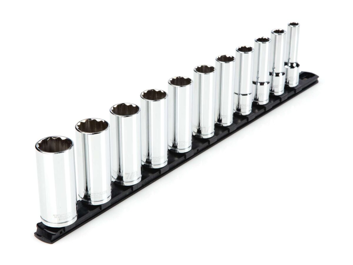 TEKTON 1/2 Inch Drive Deep 12-Point Socket Set with Rail, 11-Piece (3/8-1 in.) | SHD92107 Main image