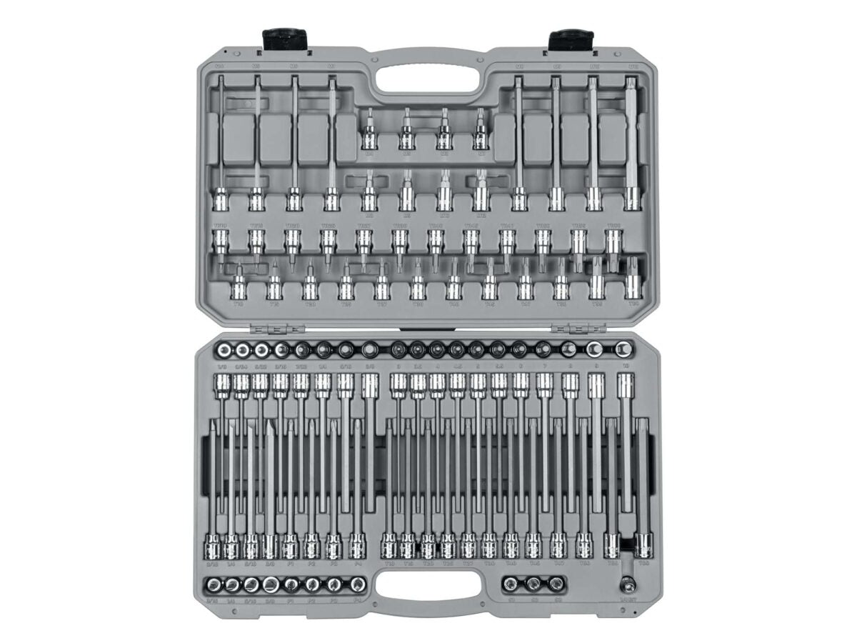 TEKTON 3/8 Inch Drive Hex, Torx, TR Torx, Phillips, Slotted, Square, Triple Square Bit Socket Set with Case (110-Piece) | SHB91317