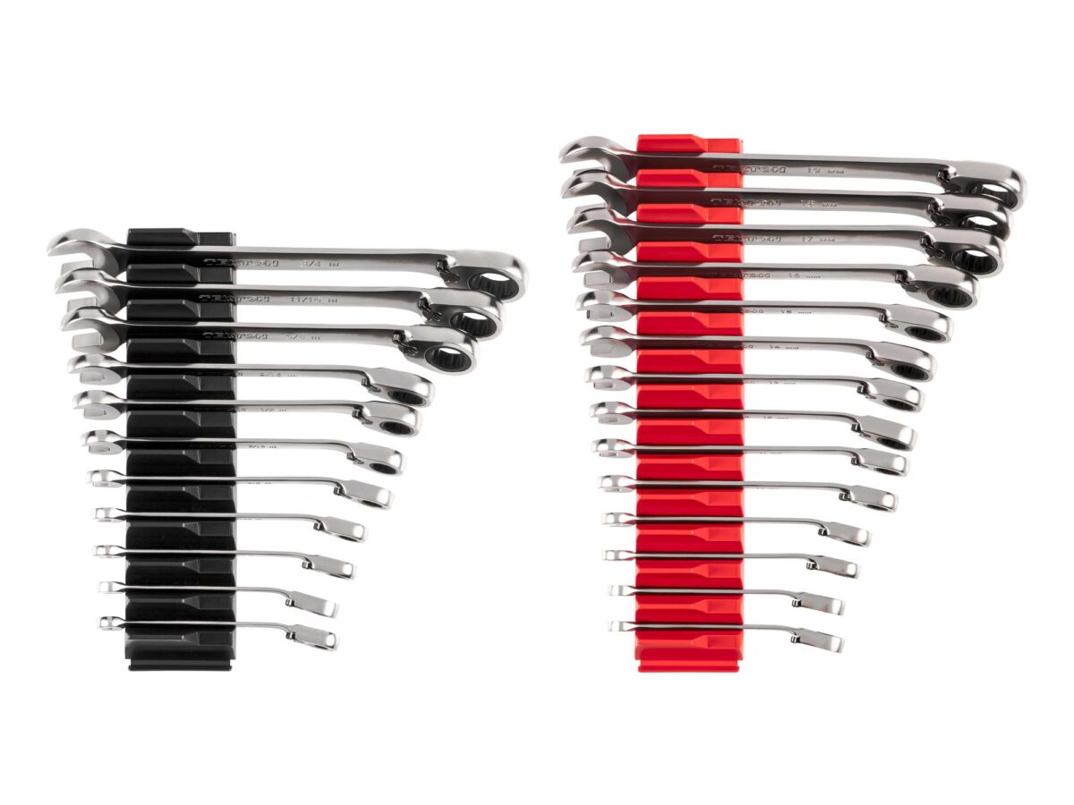 TEKTON Reversible 12-Point Ratcheting Combination Wrench Set with Modular Organizers, 25-Piece (1/4-3/4 in., 6-19 mm) | WRC94304 Main image