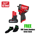 Milwaukee M12 FUEL (STUBBY) 3/8 Inch Impact Wrench w/ FREE High Output 5.0 Battery