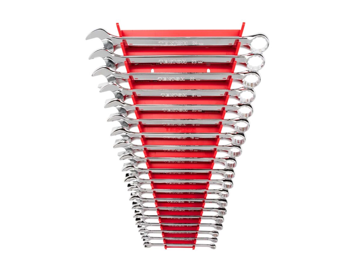 TEKTON Combination Wrench Set with Rack, 19-Piece (6-24 mm) | WCB91202