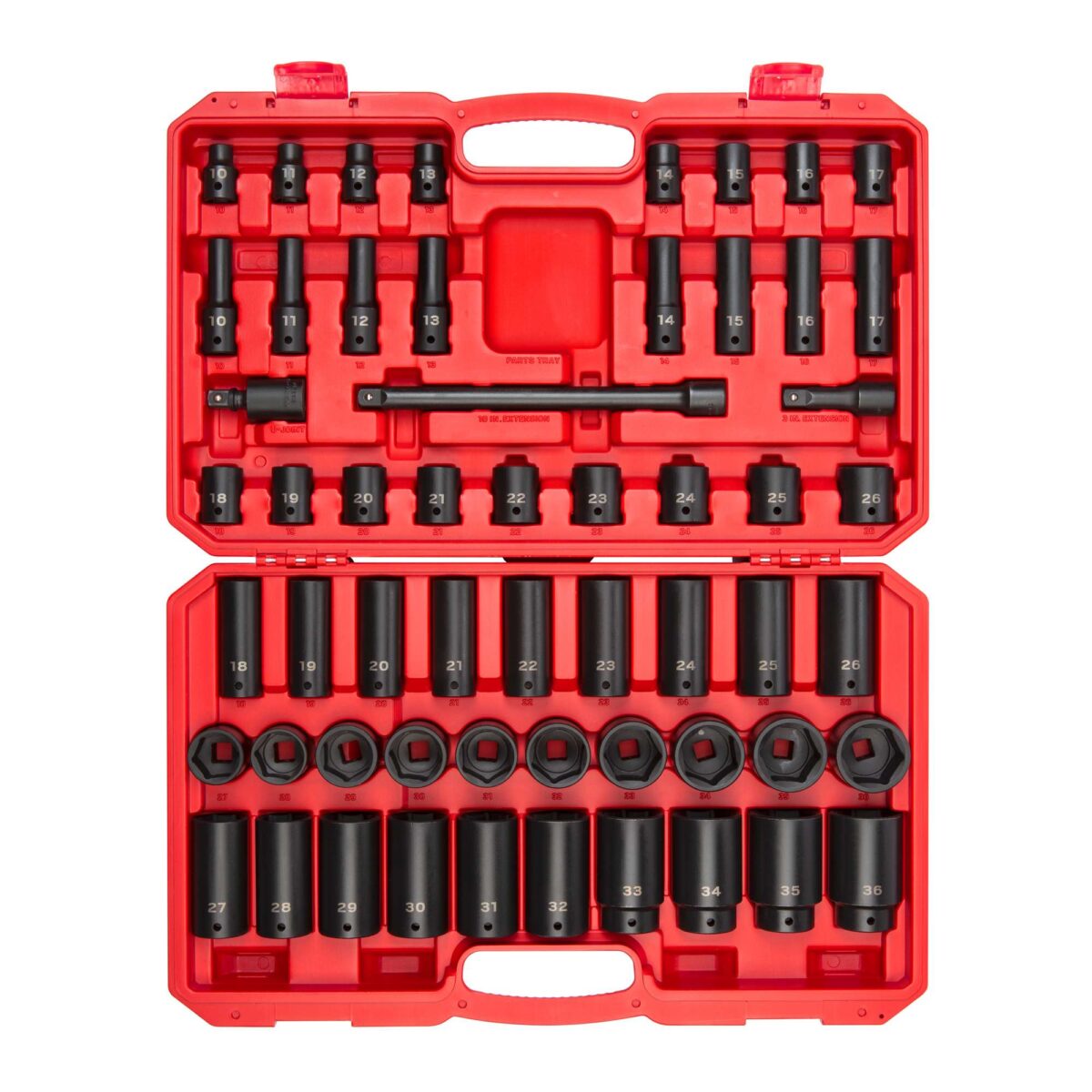 TEKTON 1/2 Inch Drive 6-Point Impact Socket Set with Case, 57-Piece (10-36 mm) | SID92401