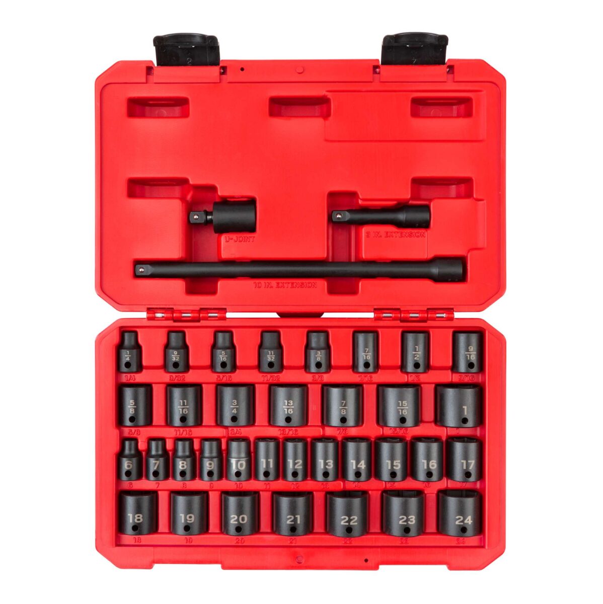 TEKTON 3/8 Inch Drive 6-Point Impact Socket Set with Case, 37-Piece (1/4-1 in., 6-24 mm) | SID91402