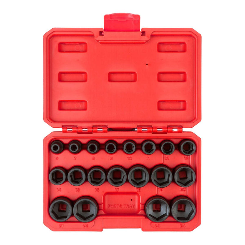 TEKTON 3/8 Inch Drive 6-Point Impact Socket Set with Case, 19-Piece (6-24 mm) | SID91302 Main image