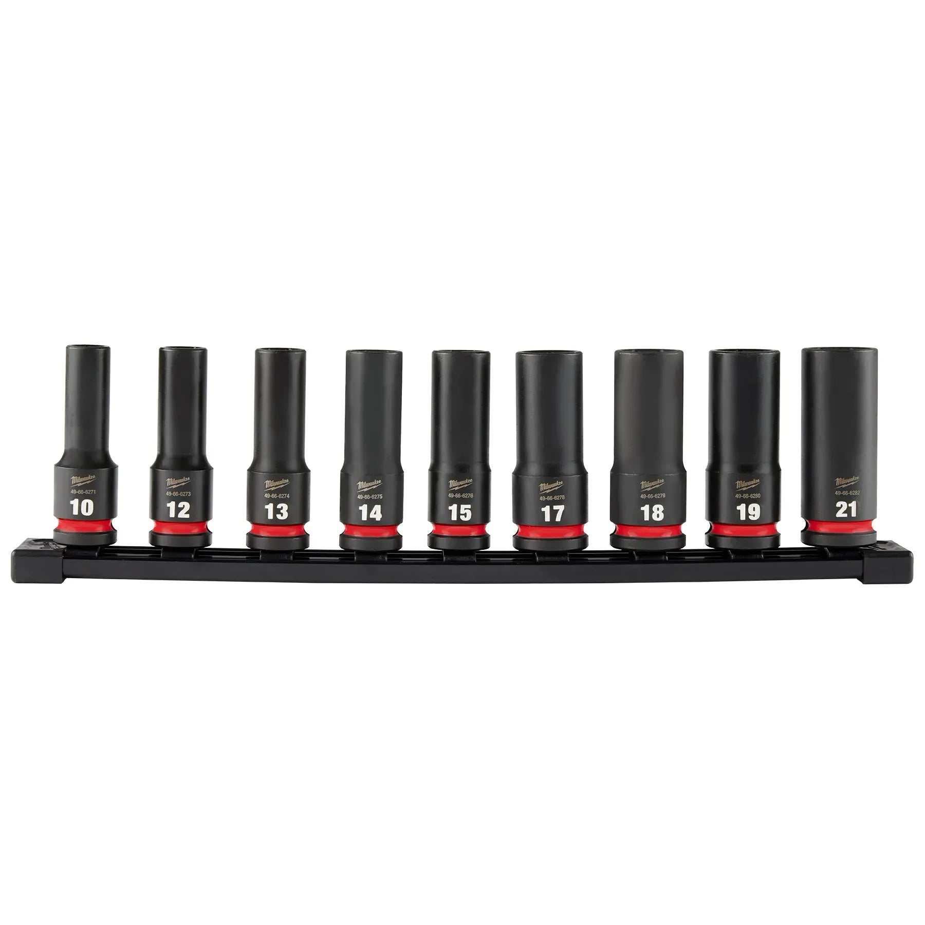 Milwaukee Tool 9PC SHOCKWAVE Impact Duty 1/2" Drive Metric Deep 6 Point Socket Set Main image