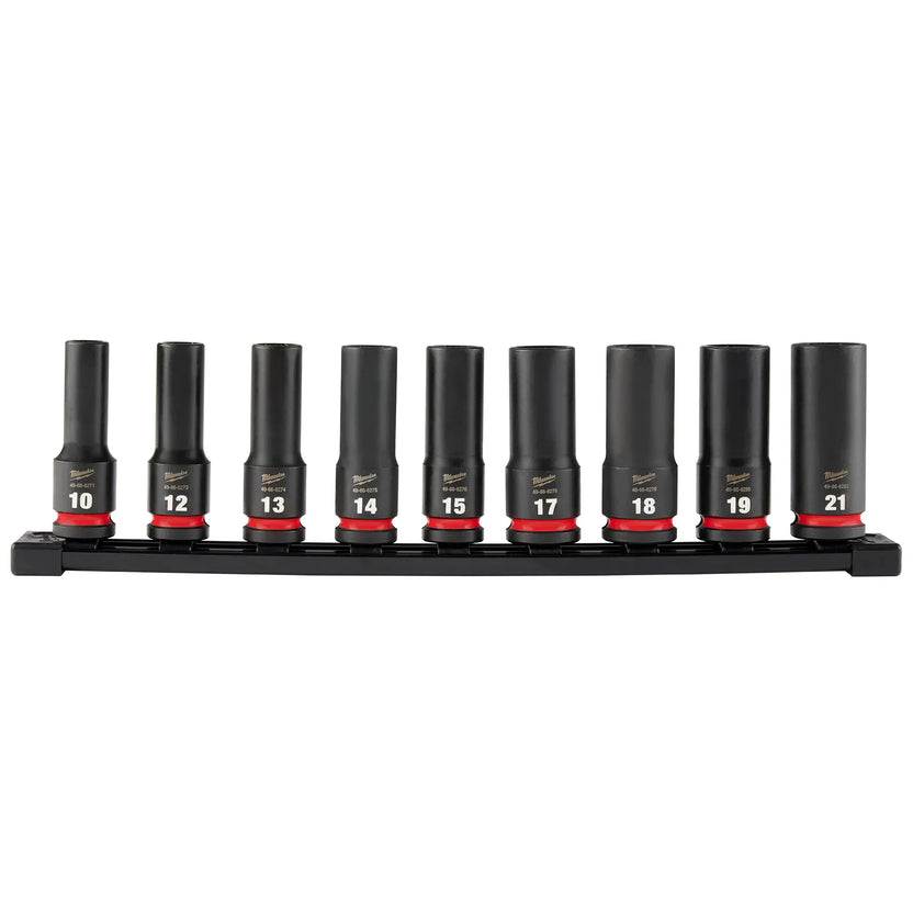 Milwaukee Tool 9PC SHOCKWAVE Impact Duty 1/2" Drive Metric Deep 6 Point Socket Set Main image