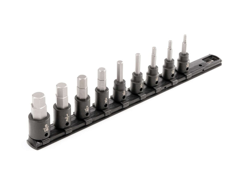 TEKTON 3/8 Inch Drive Hex Impact Bit Socket Set with Rail, 9-Piece (5/32-9/16 in.) | SIB91101 Main image