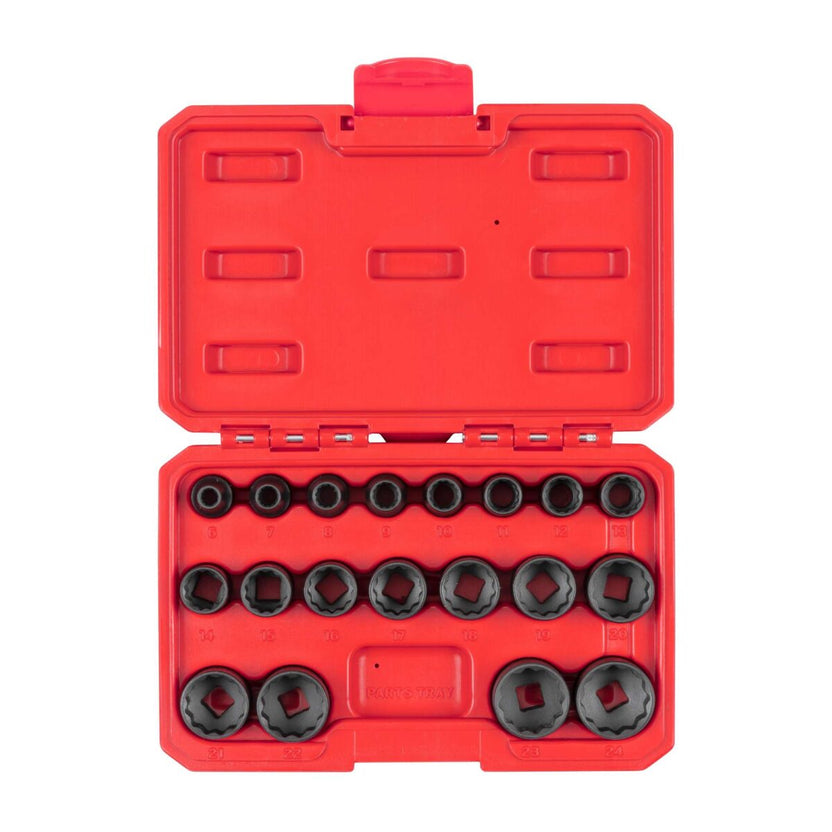 TEKTON 3/8 Inch Drive 12-Point Impact Socket Set with Case, 19-Piece (6-24 mm) | SID91306 Main image