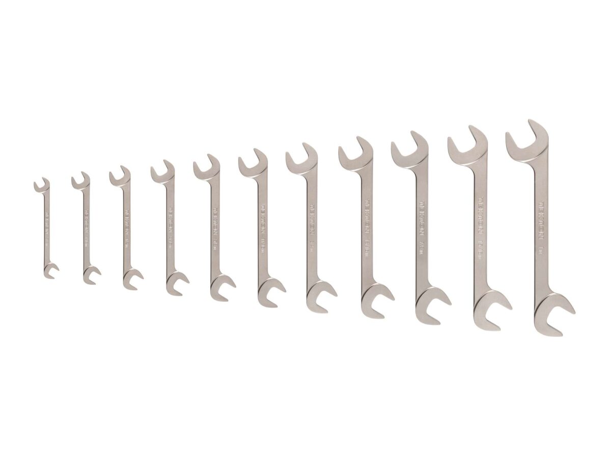 TEKTON Angle Head Open End Wrench Set, 11-Piece (3/8-1 in.) | WAE91002