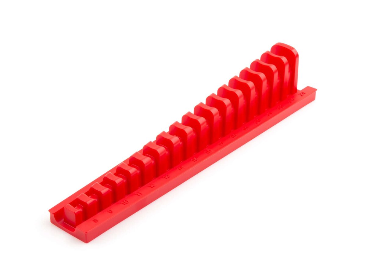 TEKTON 17-Tool 3/8 Inch Drive Crowfoot Wrench Organizer Rack, Red (8-24 mm) | ORG26217 Main image