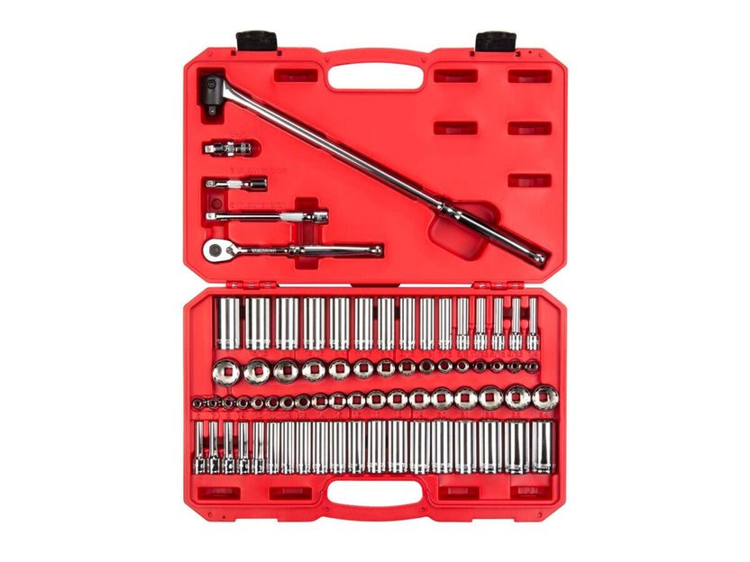 TEKTON 3/8 Inch Drive 12-Point Socket and Ratchet Set with Case, 73-Piece (1/4-1 in., 6-24 mm) | SKT15312 Main image