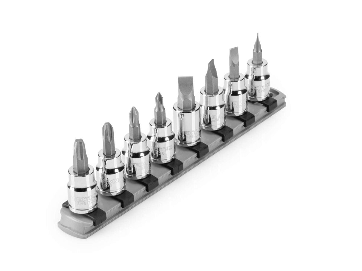 TEKTON 3/8 Inch Drive Phillips/Slotted Bit Socket Set with Rail, 8-Piece (#1-#4, 3/16-3/8 in.) | SHB91109 Main image