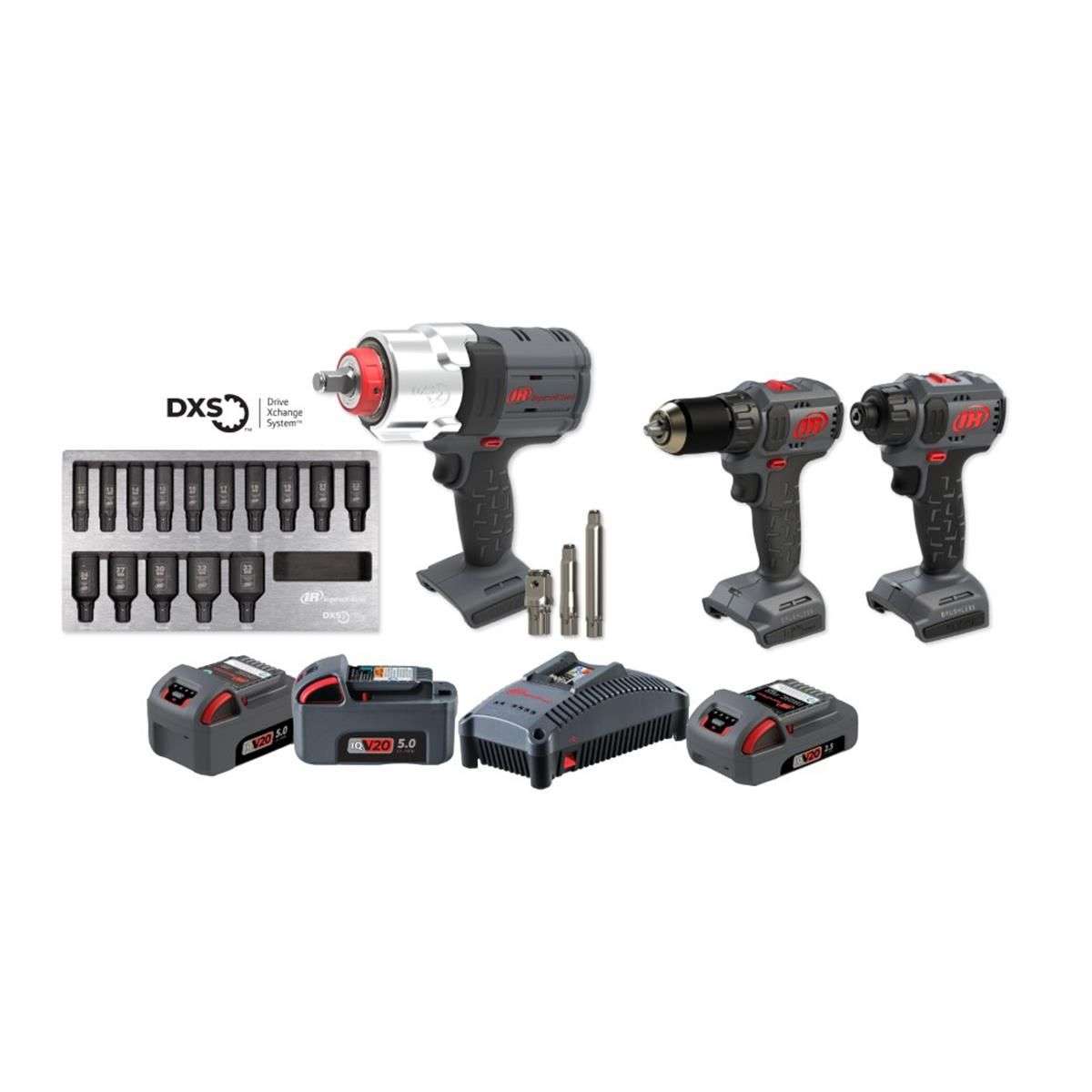 Ingersoll Rand IQV20 20V Impact Wrench Cordless Power Tool Kit - 3 Tools