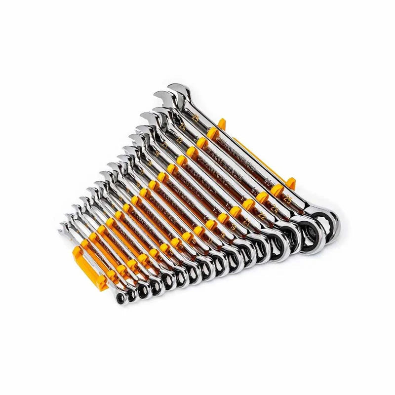 16 Pc. 90T 12-PT Metric Combination Ratchet Wrench Set Main image