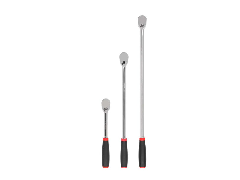 TEKTON 1/2 Inch Drive Comfort Grip Ratchet Set, 3-Piece (10-1/2, 18, 24 in.) | SRH92006 Main image