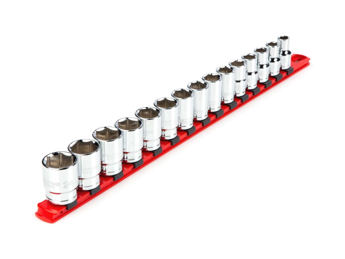 TEKTON 1/2 Inch Drive 6-Point Socket Set with Rail, 15-Piece (10-24 mm) | SHD92102 Main image
