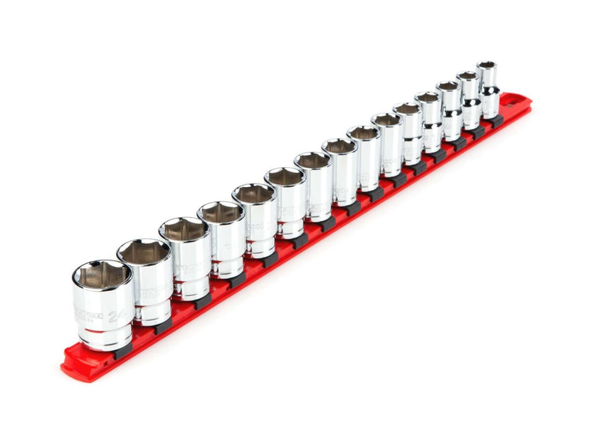 TEKTON 1/2 Inch Drive 6-Point Socket Set with Rail, 15-Piece (10-24 mm) | SHD92102 Main image