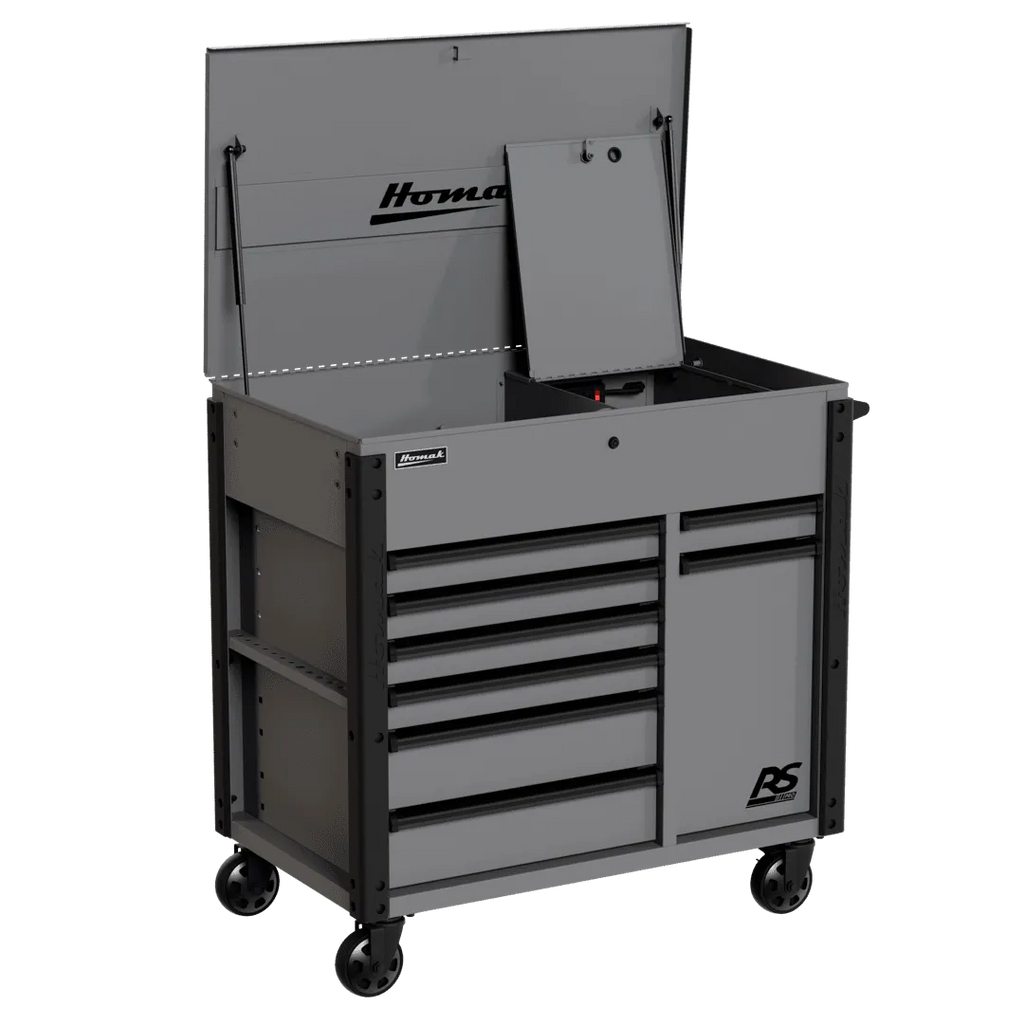 Homak Manufacturing 44" 8-Drawer Service Cart w/power Tool Holder Drawer