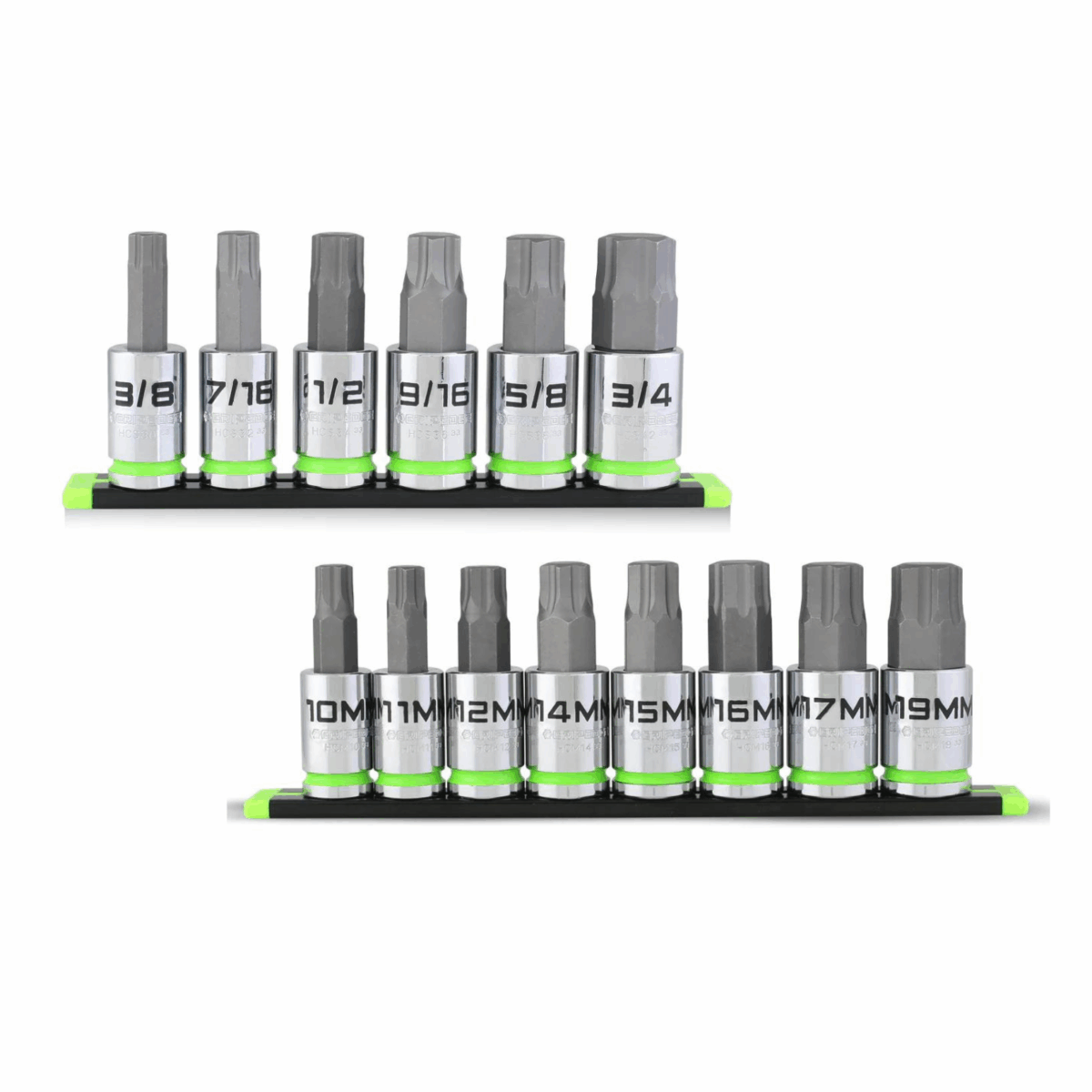 GripEdge 14PC 1/2" Drive Metric &SAE RPT Hex bit socket set