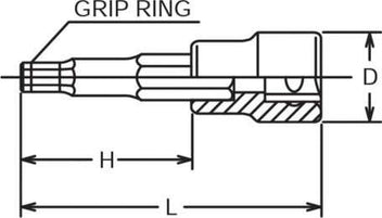 3/8 Sq. Dr. Bit Socket set 3mm-12mm Hex Length 200mm 8 pieces