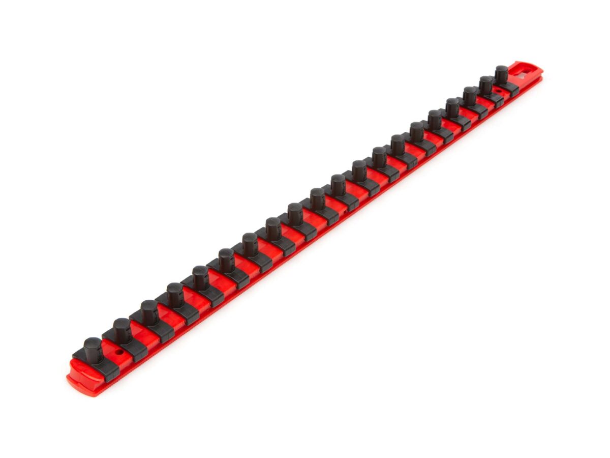 TEKTON 3/8 Inch Drive x 18 Inch Socket Rail, 20 Clips (Red) | OSR13120