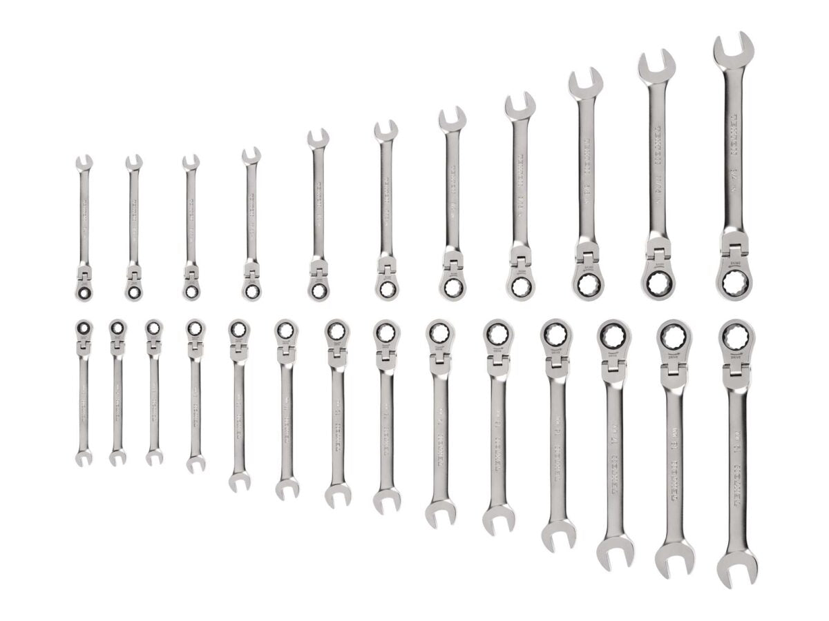 TEKTON Flex Head 12-Point Ratcheting Combination Wrench Set, 25-Piece (1/4-3/4 in., 6-19 mm) | WRC95004 Main image