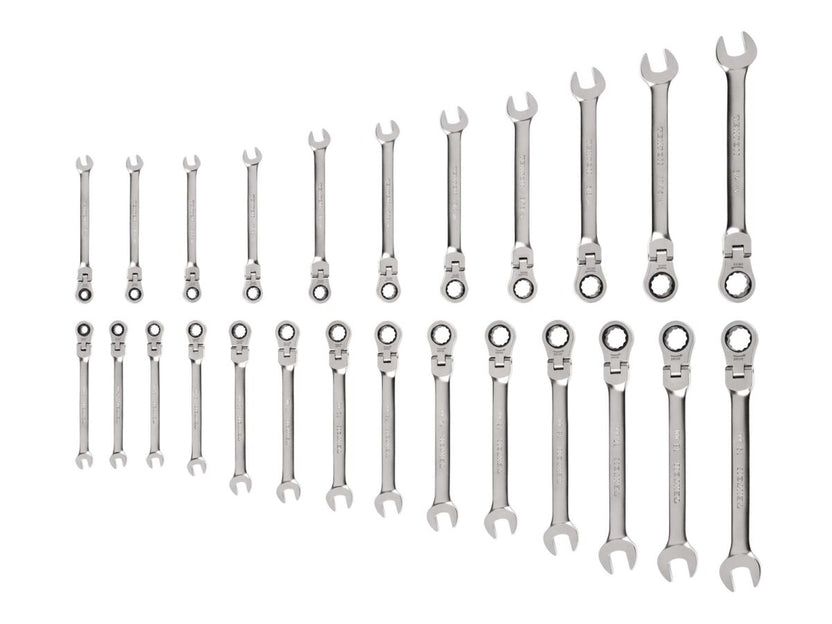 TEKTON Flex Head 12-Point Ratcheting Combination Wrench Set, 25-Piece (1/4-3/4 in., 6-19 mm) | WRC95004 Main image