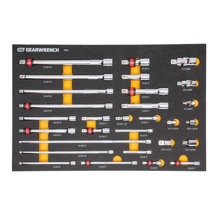 29 Pc. 1/4", 3/8", 1/2" Drive Chrome Tool Accessories Set Main image